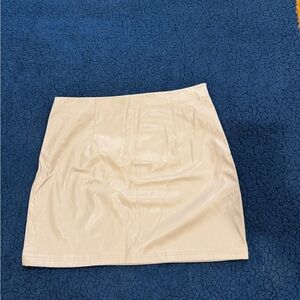Women’s Faux Leather Cream Mini Skirt